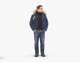 کاراکتر مرد ایستاده با لباس زمستانی