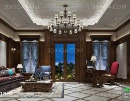 صحنه داخلی سالن نشیمن کلاسیک