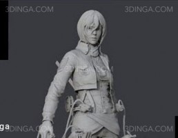 مجسمه کاراکتر جنگجو (Mikasa Ackerman) برای چاپ سه بعدی
