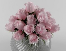 گلدان + گل رز