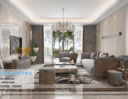 صحنه داخلی اتاق نشیمن سبک مدرن