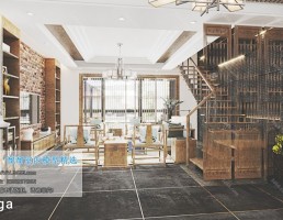 صحنه داخلی اتاق نشیمن سبک چینی