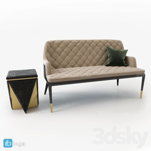 مبل دو نفره  + میز کنار مبلی