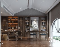 صحنه داخلی اتاق کار سبک چینی