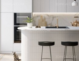 صحنه داخلی آشپزخانه برای اسکچاپ