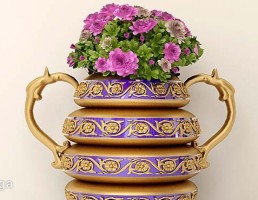 گلدان + گل رز
