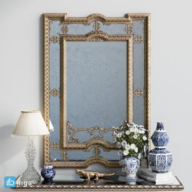 آینه + کنسول + وسایل تزیینی