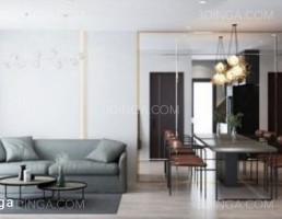 صحنه داخلی اتاق نشیمن + آشپزخانه برای اسکچاپ