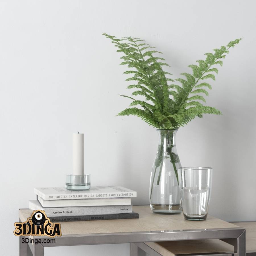 گلدان  + گیاه خانگی+ شمع + کتاب