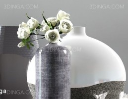 گلدان + گل رز