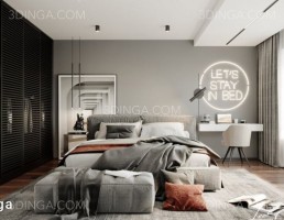 صحنه داخلی اتاق خواب سبک مدرن